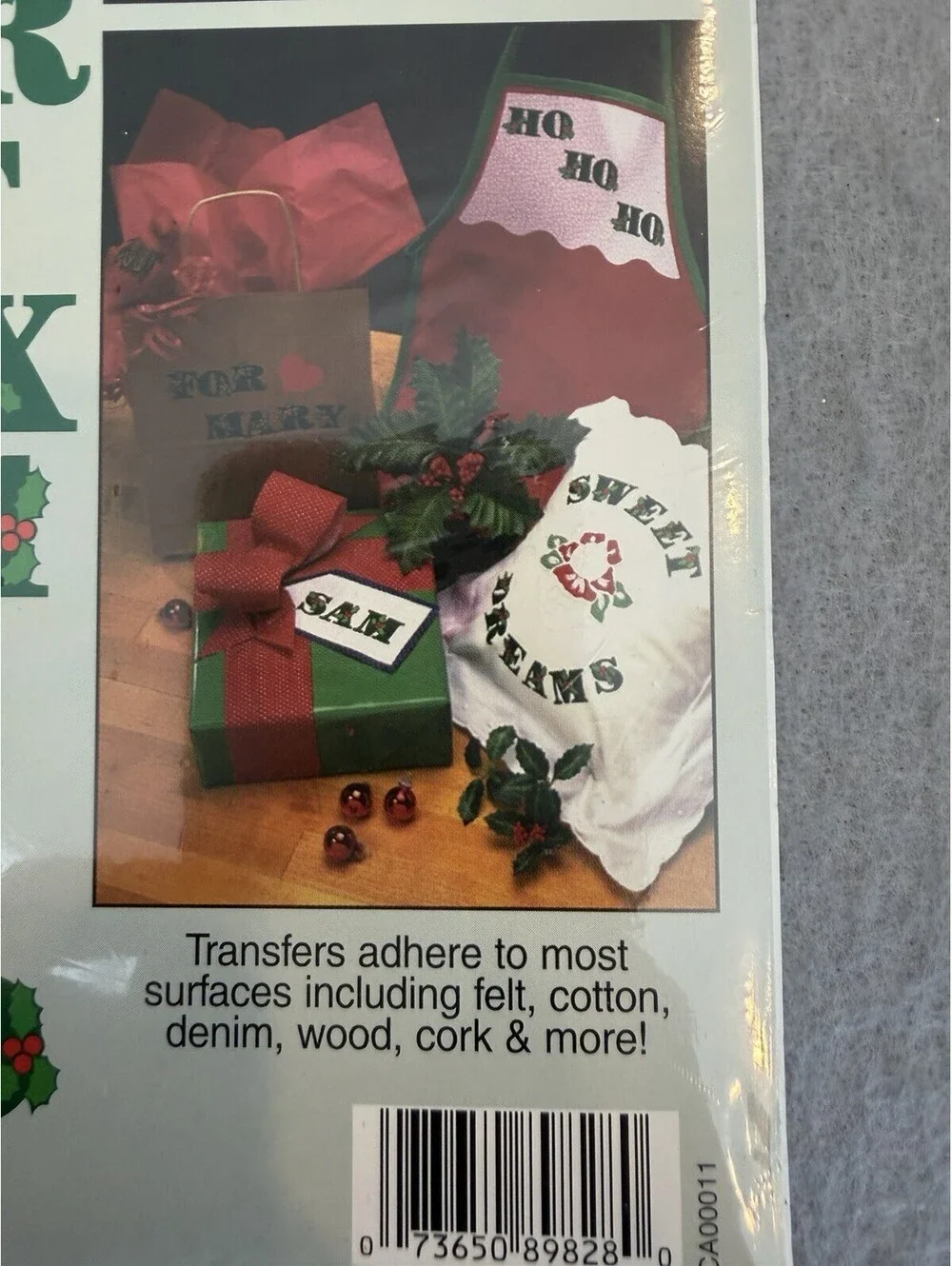 Vintage J. & P. Coats 1998 Iron On Transfers For Felt Appliqué Holly Alphabet